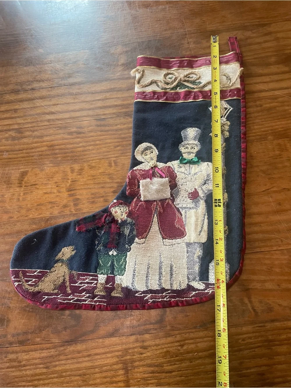 Vintage Christmas Victorian Tapestry Caroler Holiday Stocking Home Decor Unique